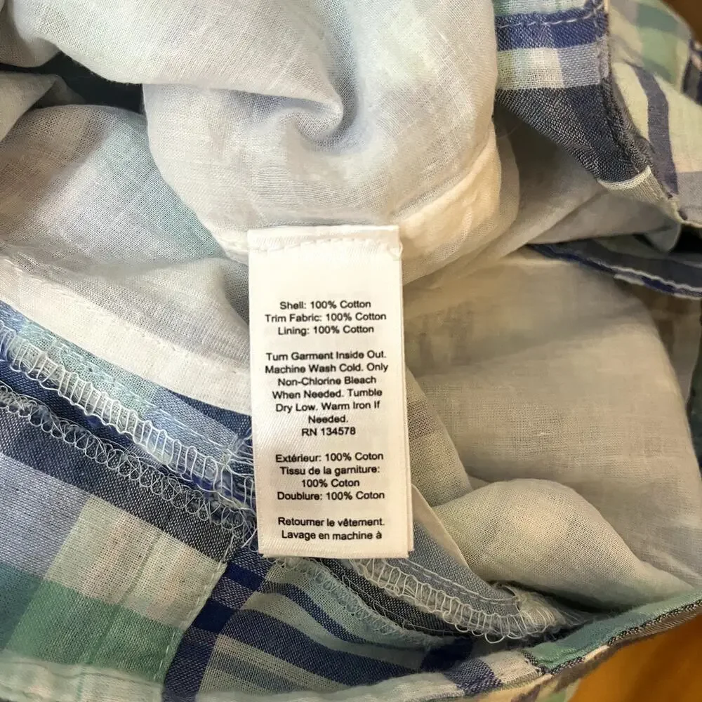 Vineyard Vines Girls Madras Flutter Sleeve Dress NEW Size 14 Blue